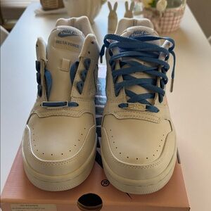 Nike Delta Force Low Sneakers in White with Legend Blue